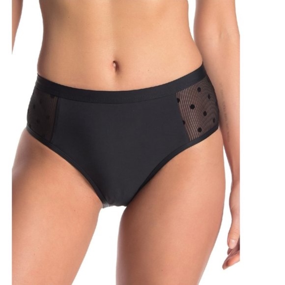 Ella Moss Polka Dot Mesh High Waist Bikini Bottoms - Picture 1 of 8